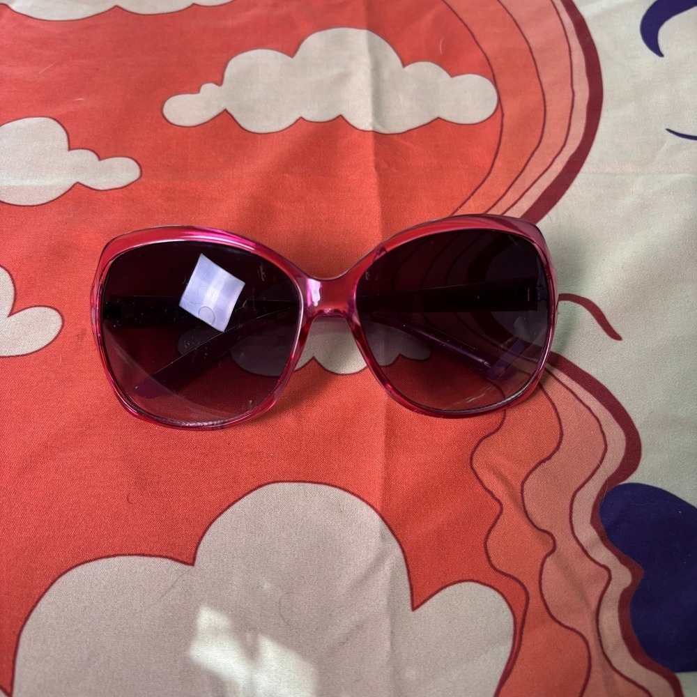 Y2K Juicy Couture Pink Glitter Oversized Gradient Sunglasses 2000s Girly Club